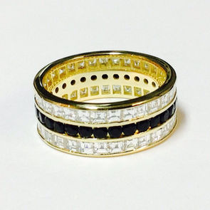 Carre Cut and Black Spinel Anniversary Band