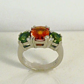 Mandarin Garnet and Peridot Ring